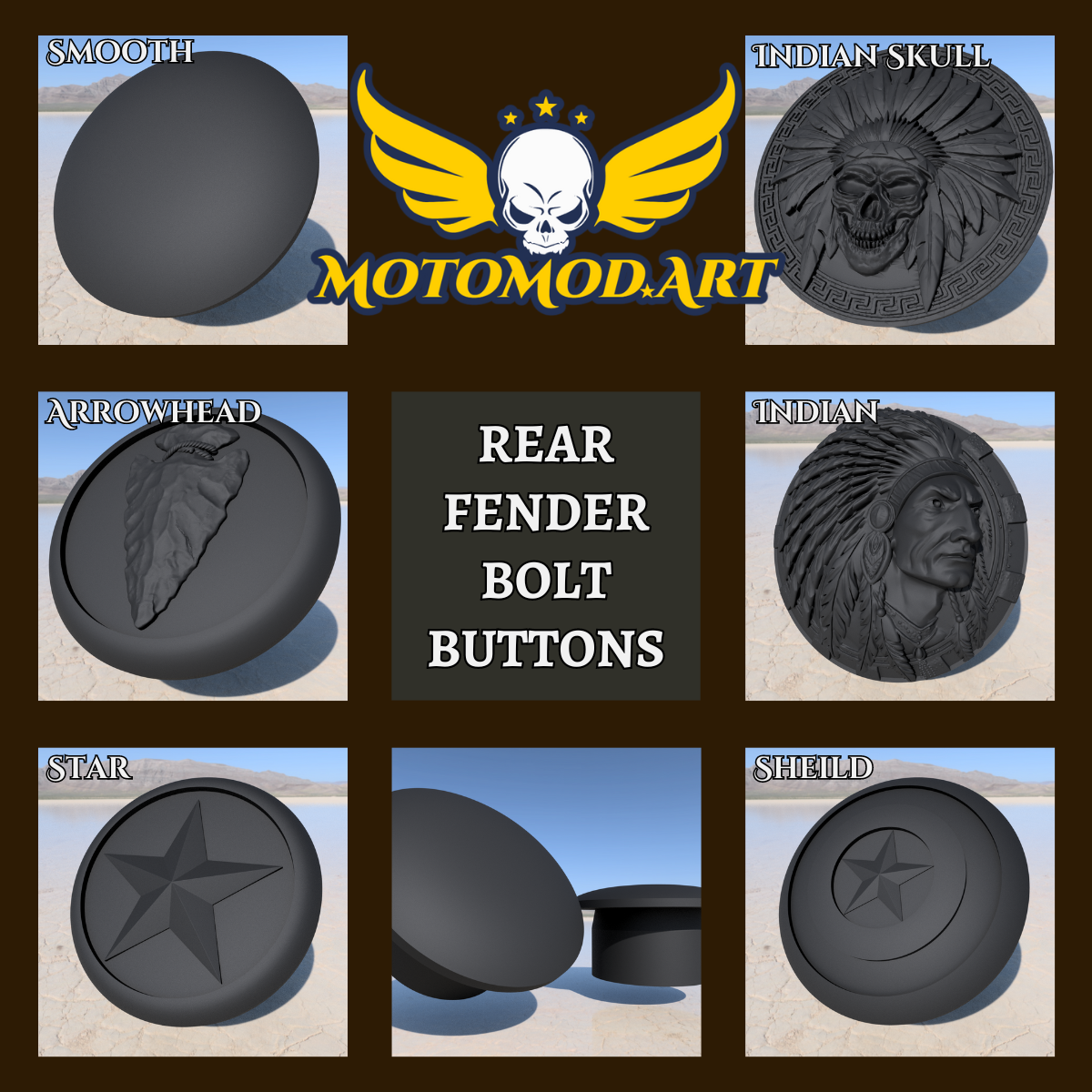 2015 - 2024 Indian Scout - Rear Fender Bolt Buttons (Set of 4)
